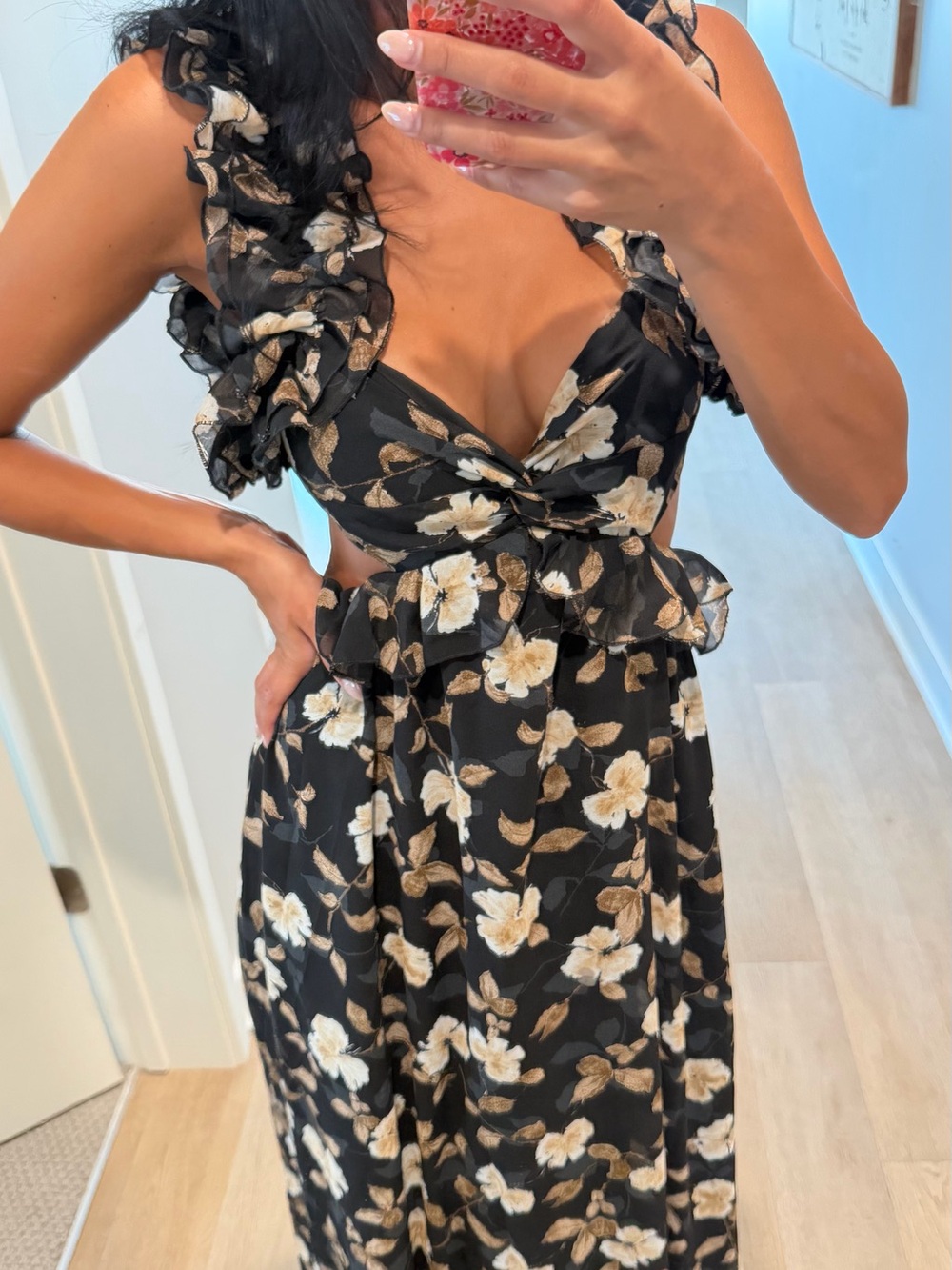 Petal & Pup Black Maxi Dress with White Floral Print - Picture 5 of 9